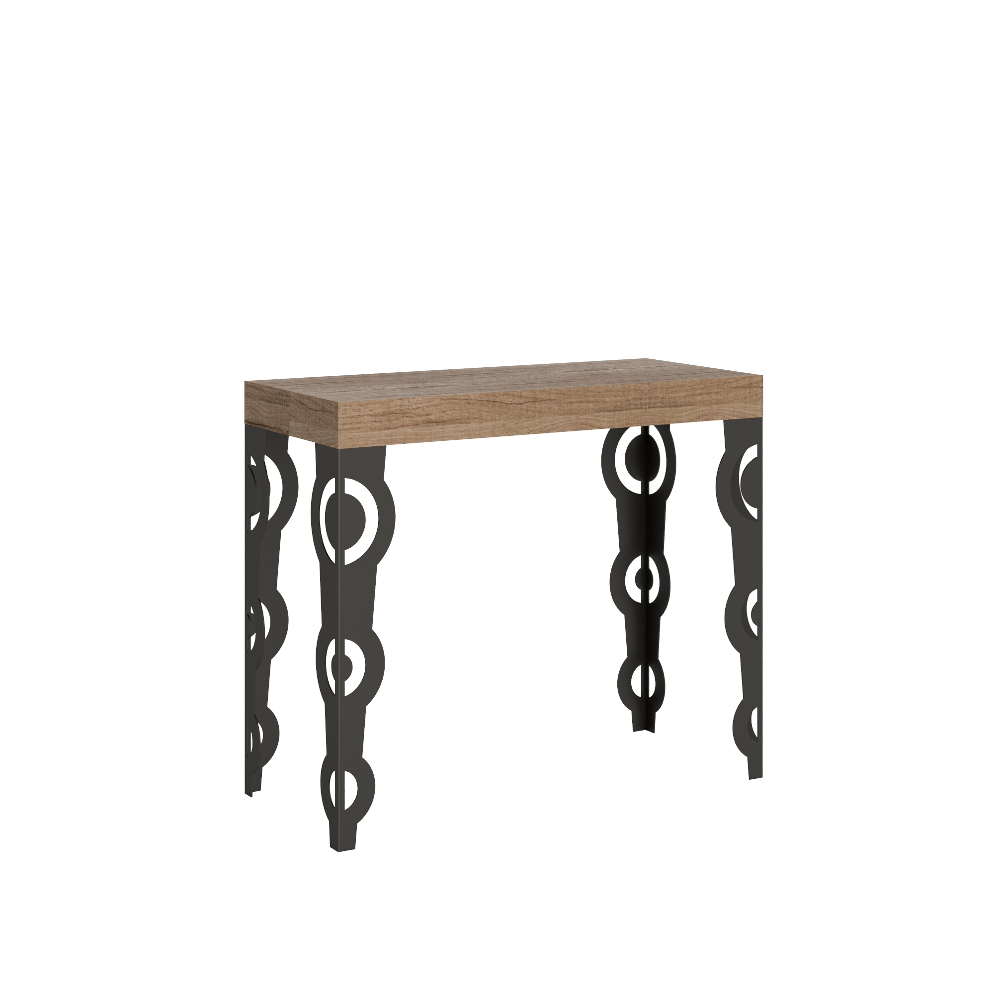 Consola extensible 90x40/196 cm Karamay Small Roble Nature Estructura Antracita - Itamoby
