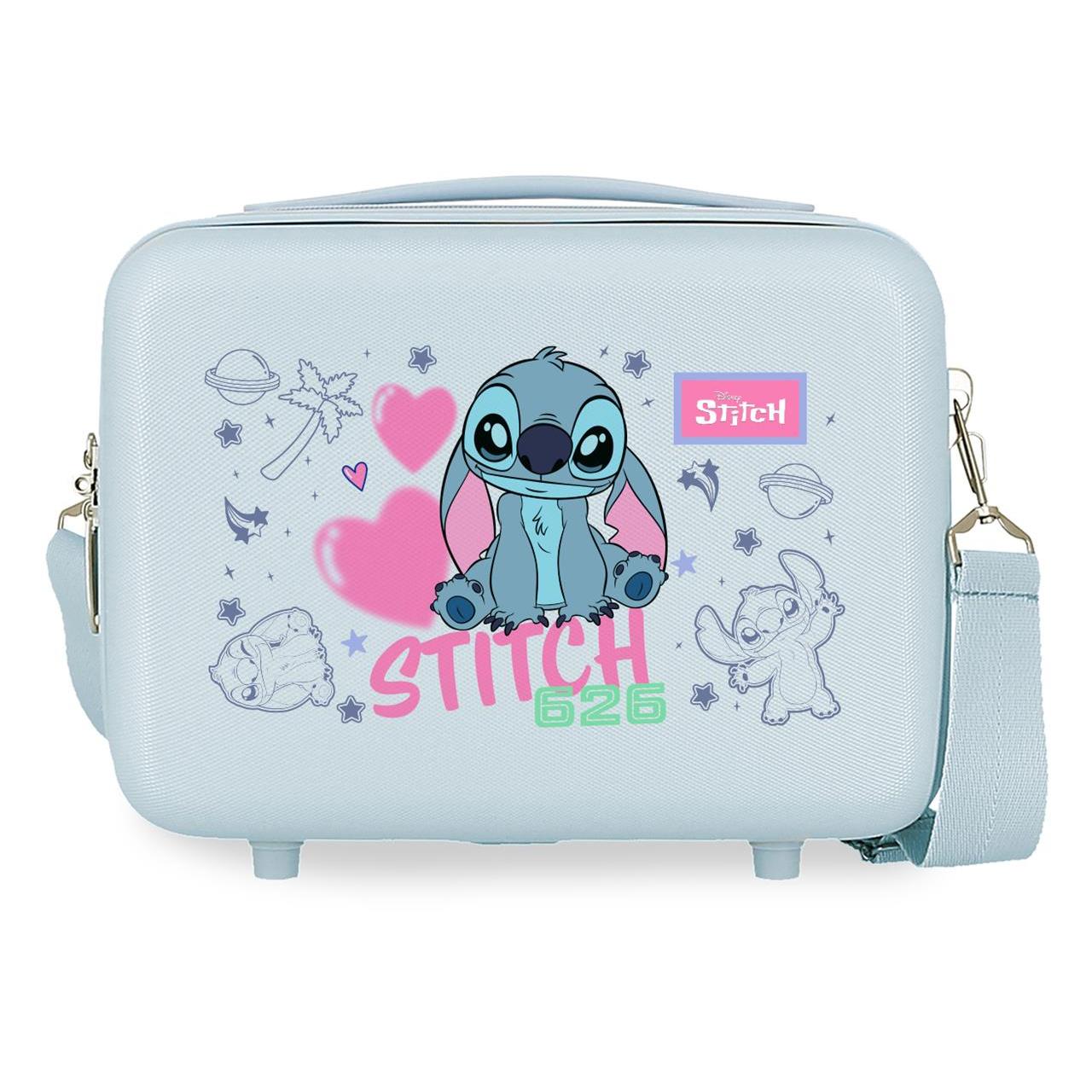 Neceser ABS Disney Stitch hearts azul claro 29x21x15cm