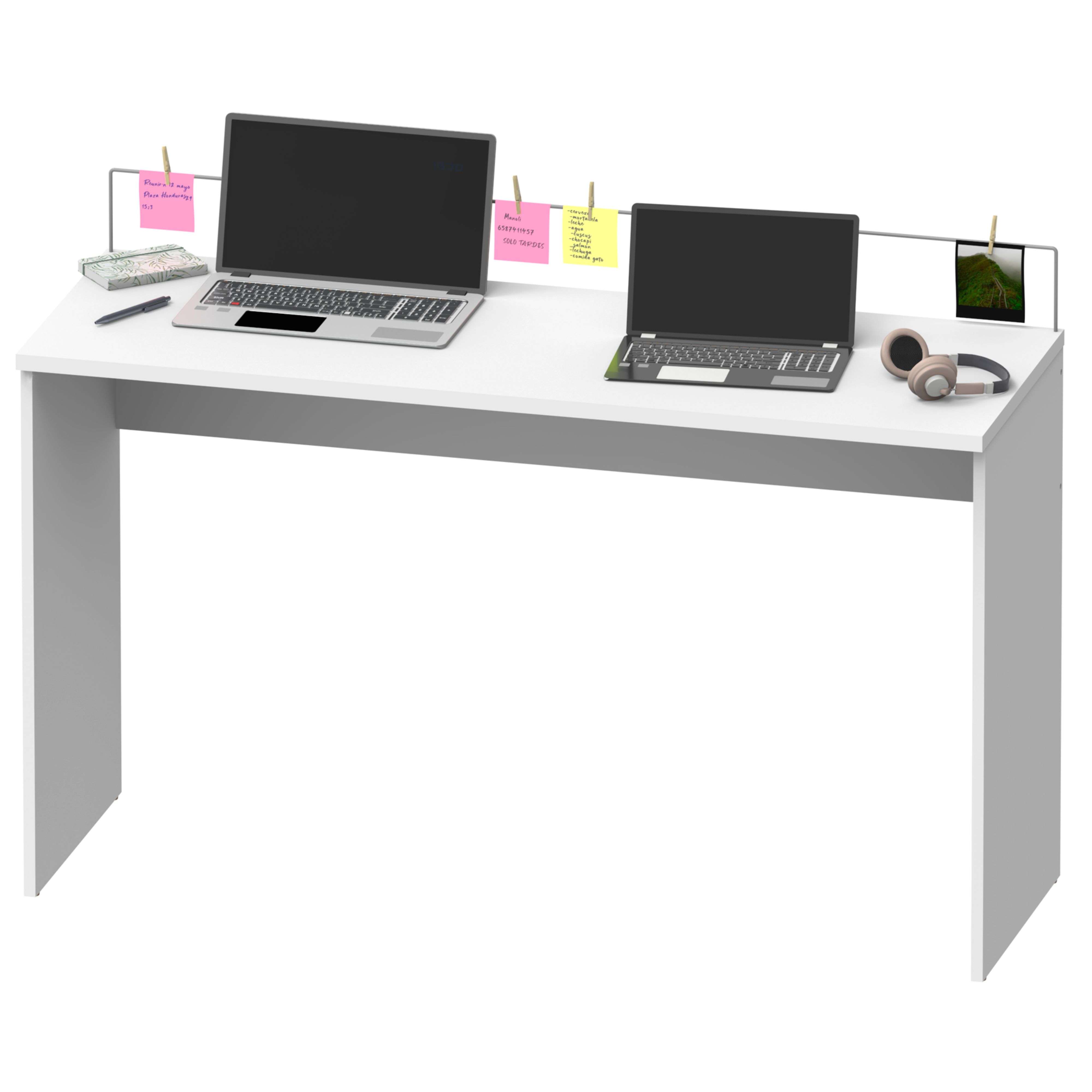 Miroytengo Mesa Escritorio Estudio Oficina Haley con Organizador Notas en Color Blanco 89x132x45 cm