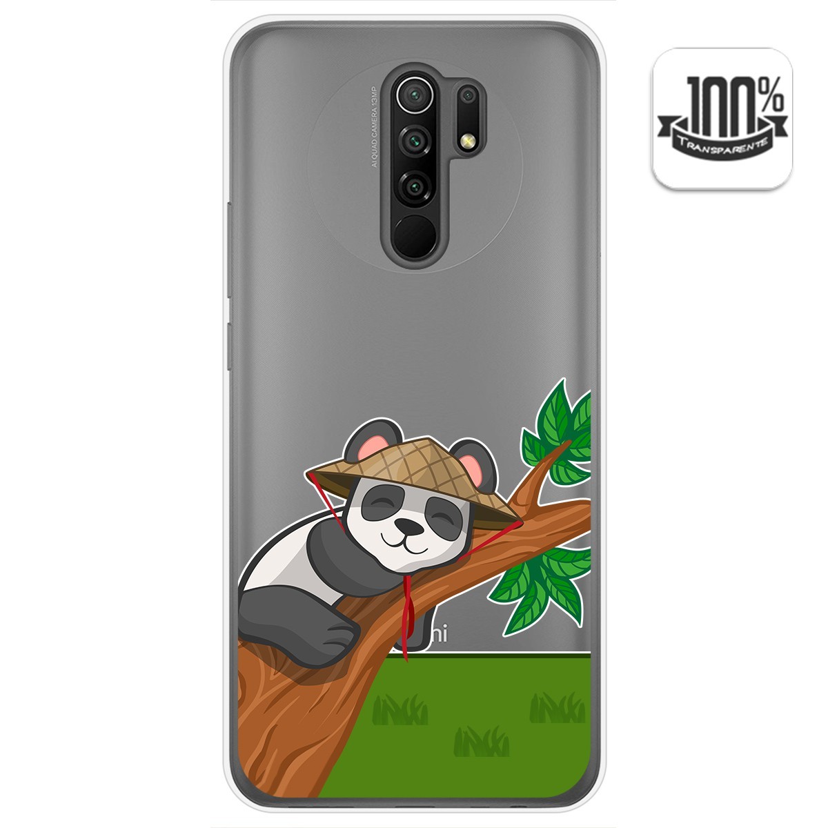 Tumundosmartphone Funda Gel Transparente para Xiaomi Redmi 9 diseño Panda Dibujos