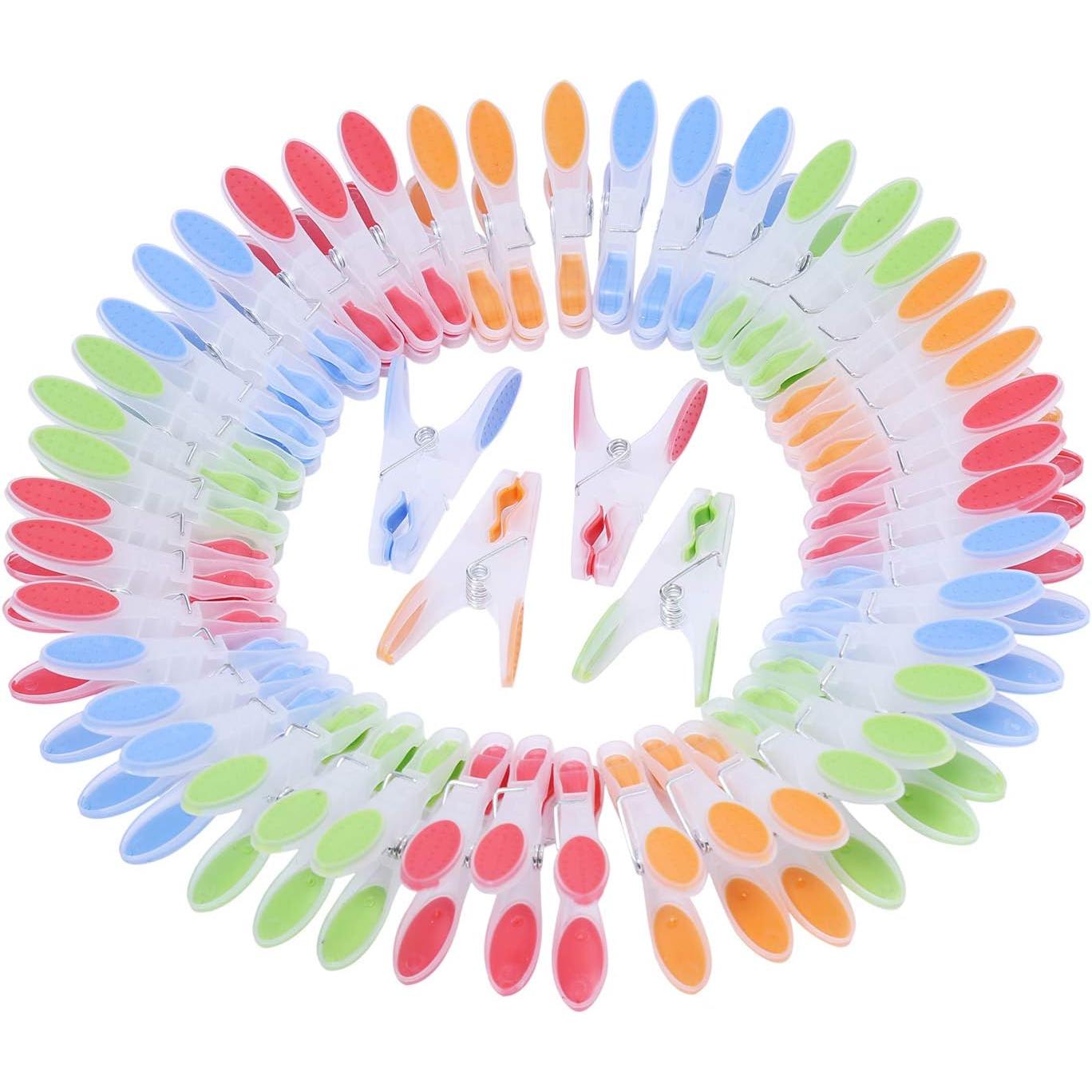 Kurelle 6 docenas / 90 piezas Secado de ropa Clips fuertes Clavijas para el hogar Pinzas para el hogar Pinzas para ropa a prueba de viento Extra grande Antideslizante Ergonómico Agarre de goma suave Clo