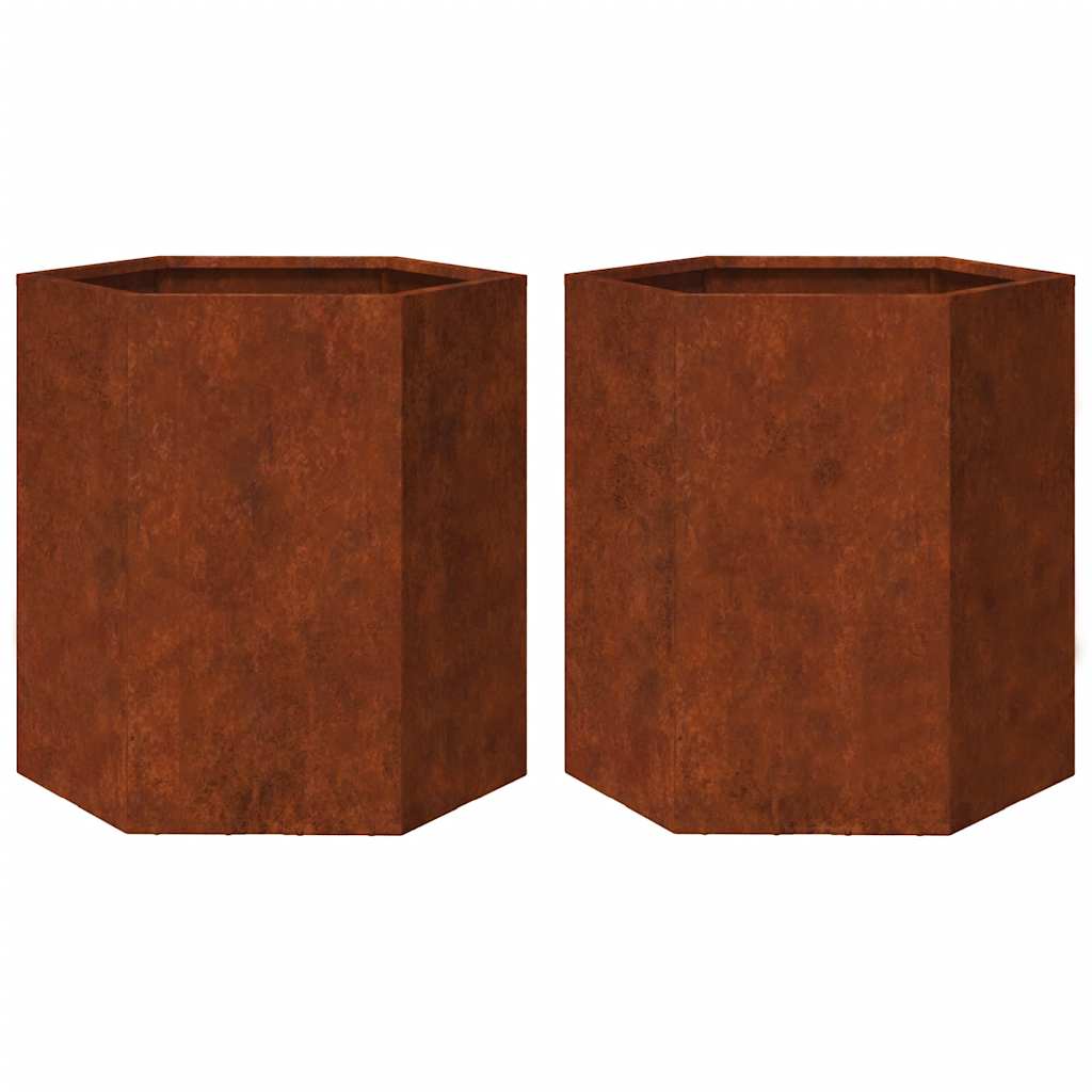 vidaXL Jardineras hexagonales 46x40x45 cm acero desgastado