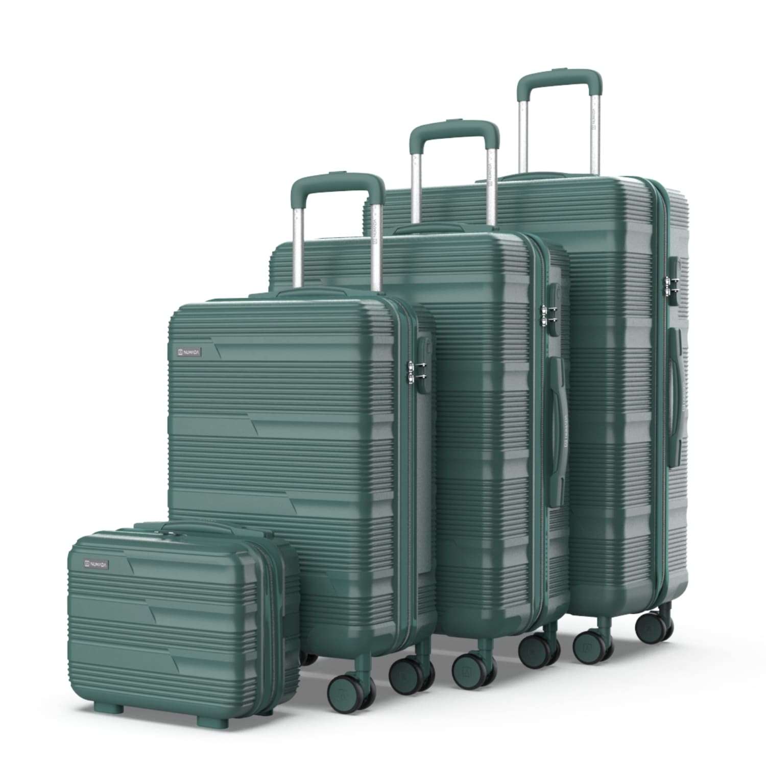 Numada Juego de Maletas Upfly T10  4 pzs ABS. Maleta Cabina 55x40x20, Maleta Mediana 60L, Maleta Grande 78L y Neceser