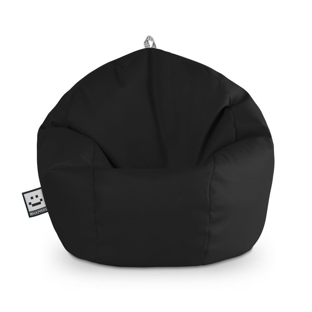 Puff Pelota Polipiel Negro HAPPERS - Cómodo, ligero y resistente. Make it Happers®