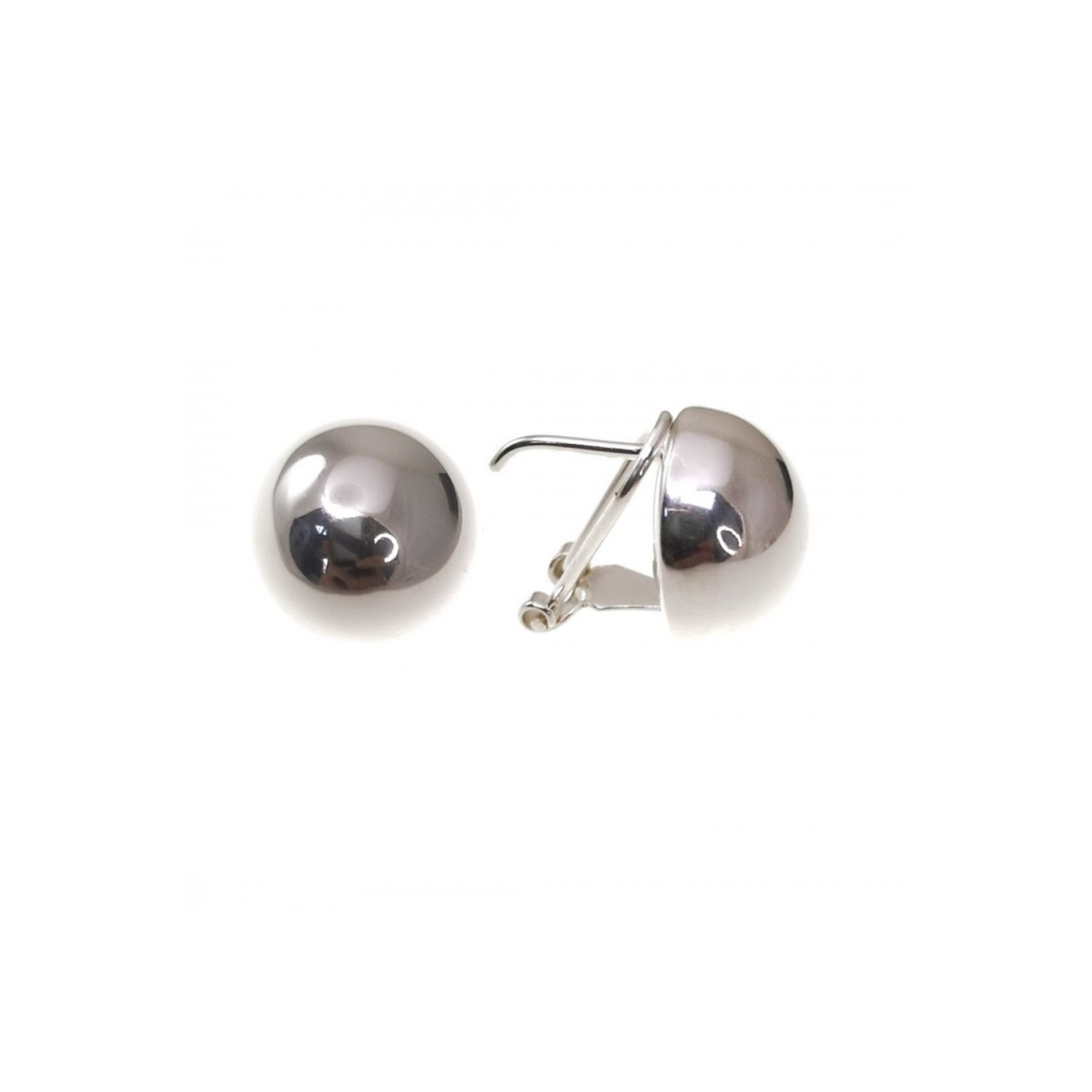 Pendientes plata Ley 925m mujer 16 mm. media bola lisa omega