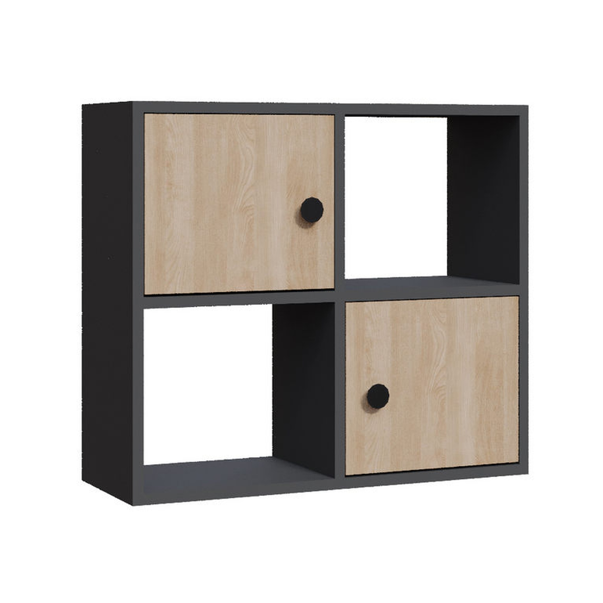 Librería, 100% Tablero de aglomerado rechapado en melamina, Color Antracita Roble WELLHOME