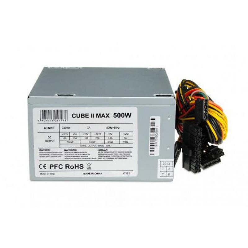 iBox CUBE II unidad de fuente de alimentación 500 W 20+4 pin ATX ATX Plata