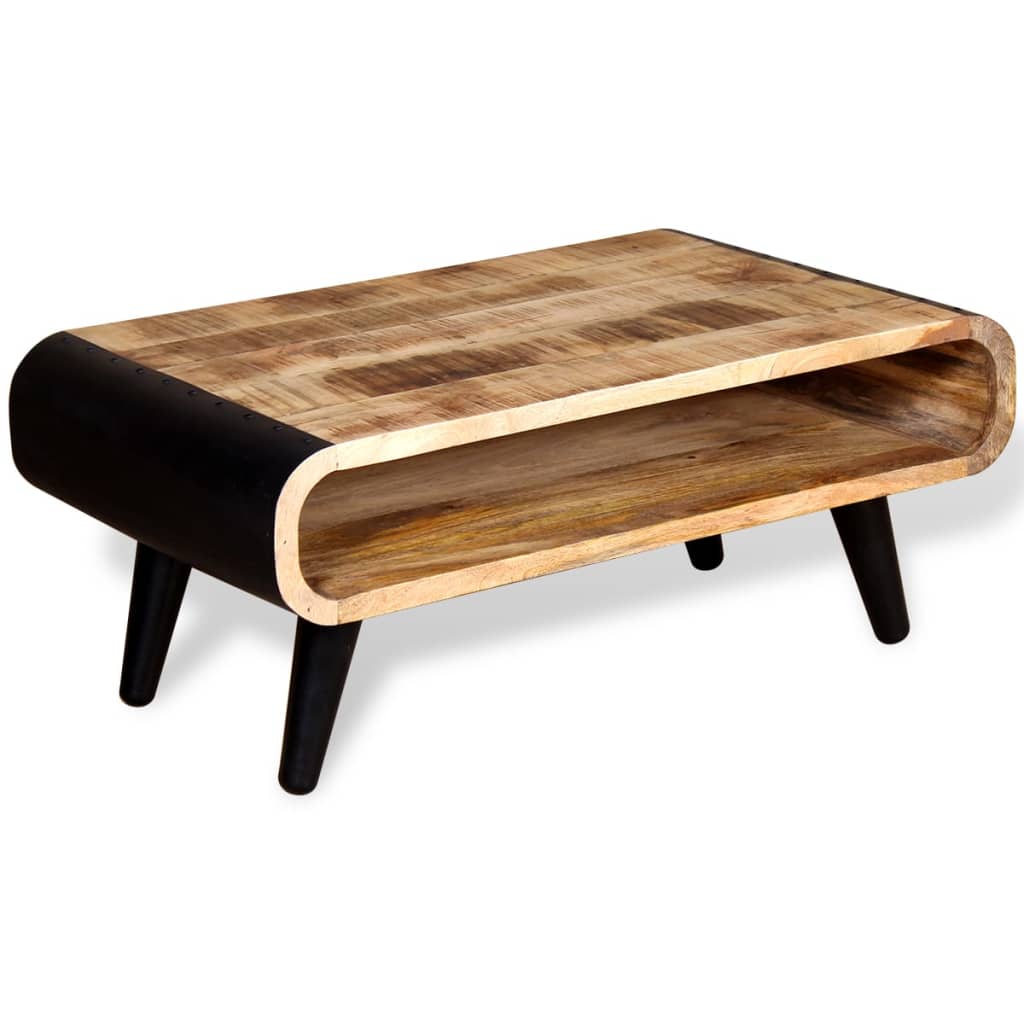 vidaXL Mesa de centro de madera de mango rugosa 90x55x39 cm Mesita de Salón o Comedor o Auxiliar Mesa de Café Meuble Salón