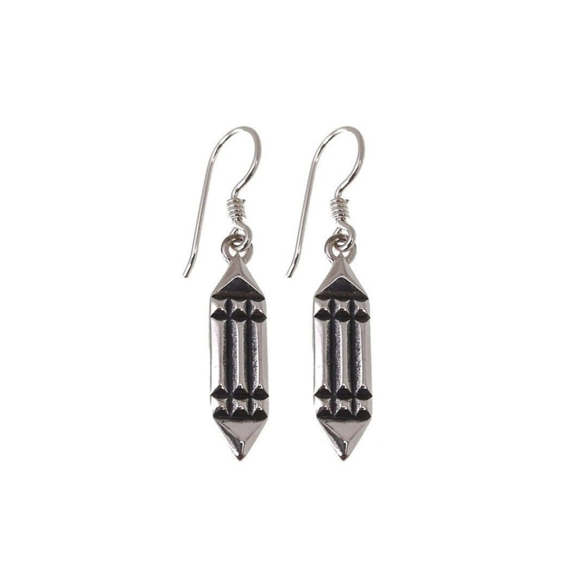 Pendientes plata Ley 925m largos 35mm. Atlante cierre hippie mujer