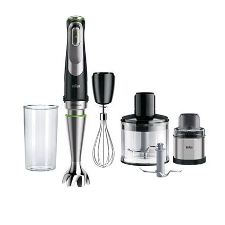 Braun | MQ9138XI MultiQuick 9 | 1200 W | Batidora de mano | Batidora de mano | 3 velocidades | Picadora | Pica hielo | Negra/Acero inoxidable