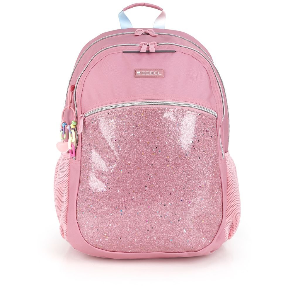 GABOL MOCHILA ESCOLAR DOBLE ADAPT. CON REJILLA + COLGANTE GLAM GLAM 23x46x34 Cms.