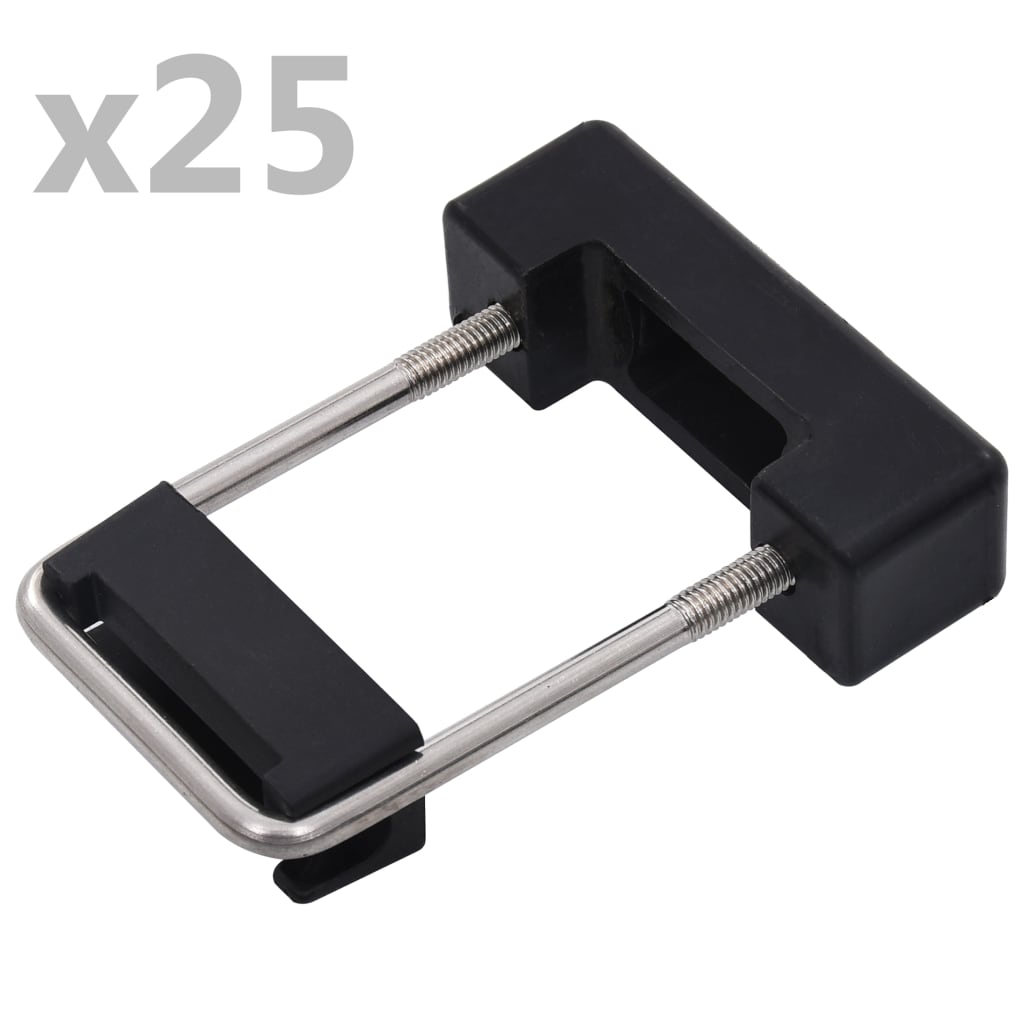 vidaXL Conector en U con Plástico para Postes de Valla 25 Sets 60x40 mm Puerta Color Negro y plateado,  Plateado, y mas