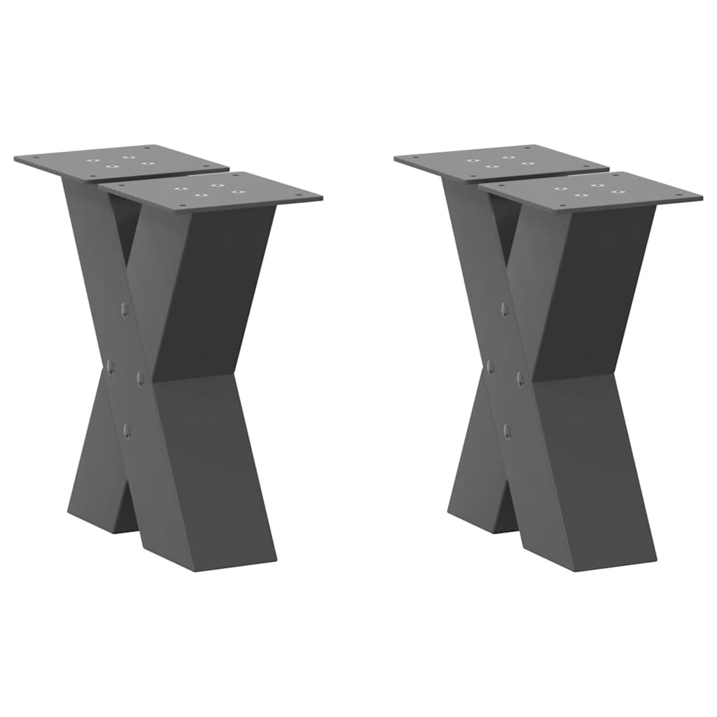 vidaXL Patas para mesa de centro en forma de X (2 unidades) 30 x (30-31) cm, acero