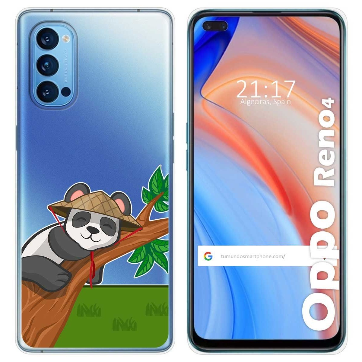 Tumundosmartphone Funda Gel Transparente para Oppo Reno 4 5G diseño Panda Dibujos
