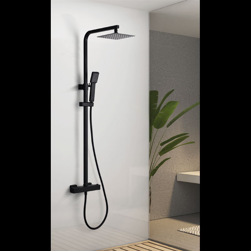 Imex Vigo BTV013/NG columna de ducha termostática moderna con diseño negro mate