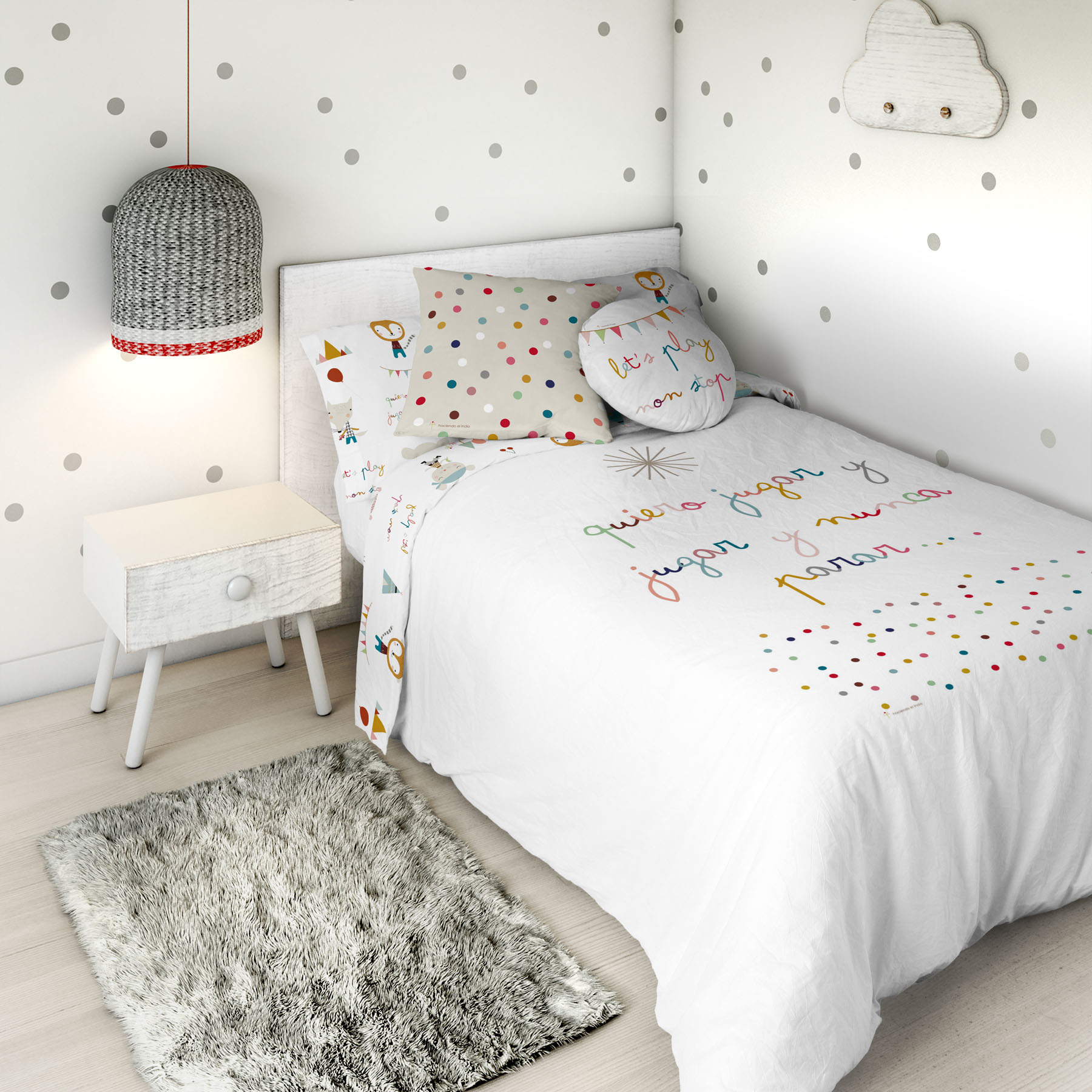 HACIENDO EL INDIO - Funda Nórdica Infantil Estampada 100% Algodón Extrasuave - Juego de 2 Piezas Funda de Edredón y 1 Funda de Almohada - Cama 90/105 cm - Sin Relleno - Fabricada en España