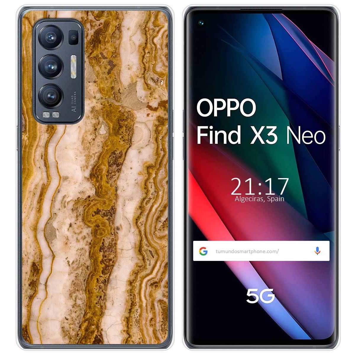 Tumundosmartphone Funda Gel Tpu para Oppo Find X3 Neo 5G diseño Mármol 10 Dibujos