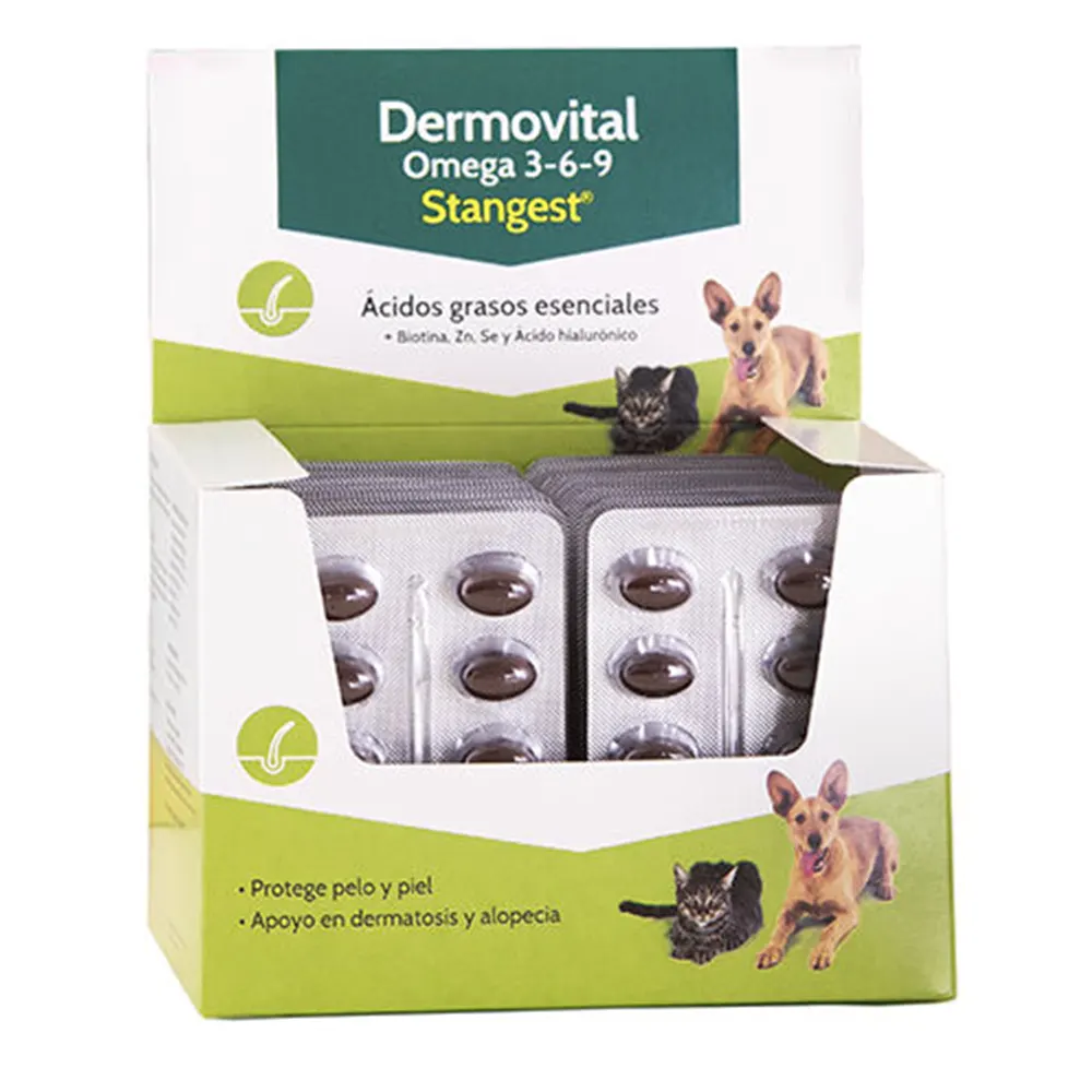 Dermovital Omega 3-6-9 300 cápsulas en blíster suplemento nutricional para perros y gatos STANGEST