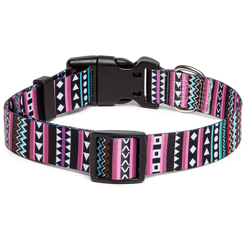 Collar ajustable de tejido suave para perros grandes medianos y pequeños, con hebilla de liberación rápida, estampado original, 25-40 CM