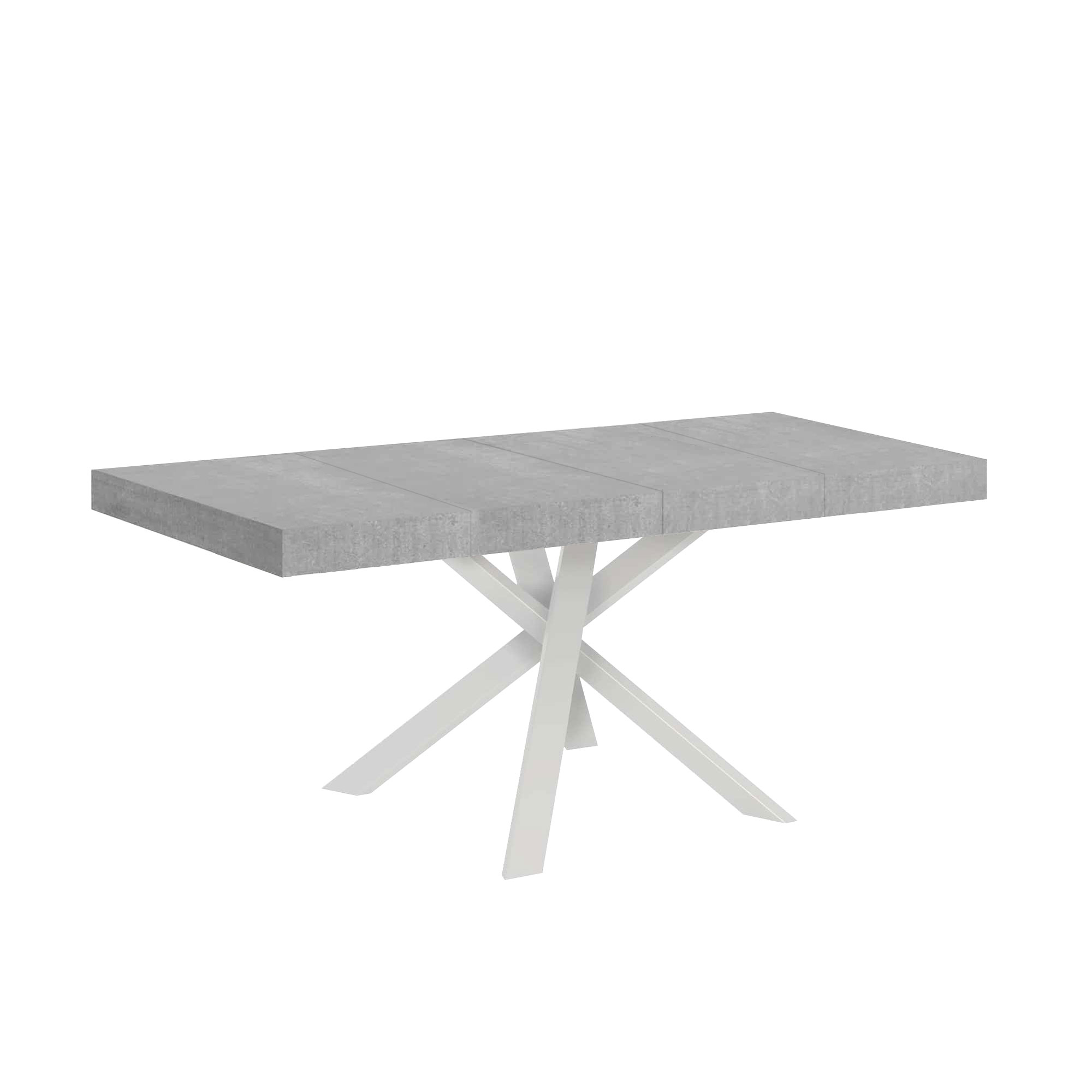 Mesa extensible 90x90/194 cm Clerk Premium Tapa de cemento - Patas blancas - Itamoby