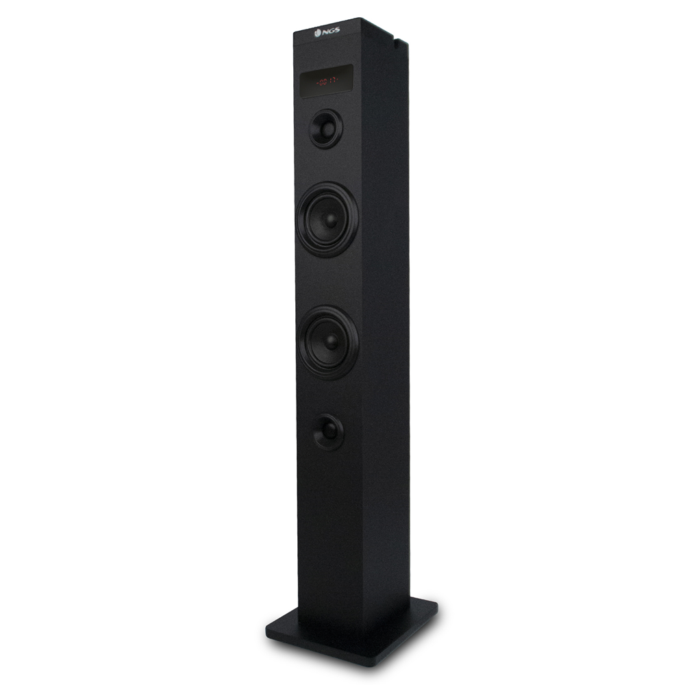 NGS Skycharm - Torre de Sonido 50W con Bluetooth, Entrada Óptica, USB, Radio FM y Mando a Distancia