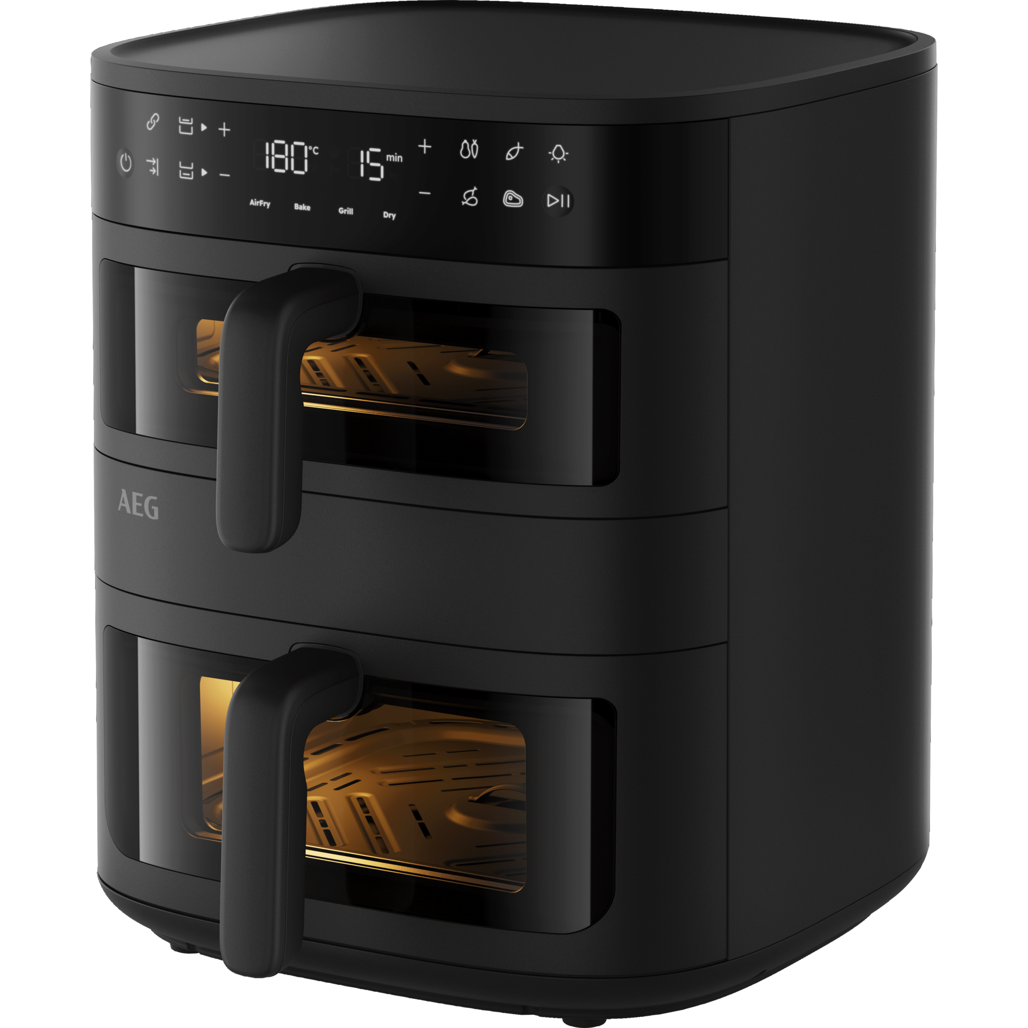 AEG - Freidora de aire Dual con doble cajón independiente, 11 litros y 8 programas - AAFD11B