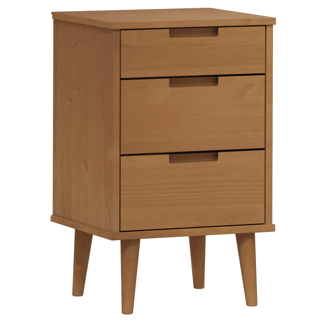 Vidaxl Mesita de Noche MOLDE Madera Maciza de Pino 40x35x65 Cm Marrón y Blanco