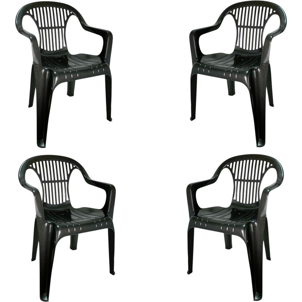 Set de Sillas plasticas para Terraza, Jardín, Patio, Playa, Camping, apilables (4X Gris Antracita) COSHANO