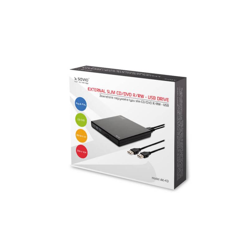 SAVIO AK-43 unidad de disco óptico DVD±R/RW CD±R/RW Negro
