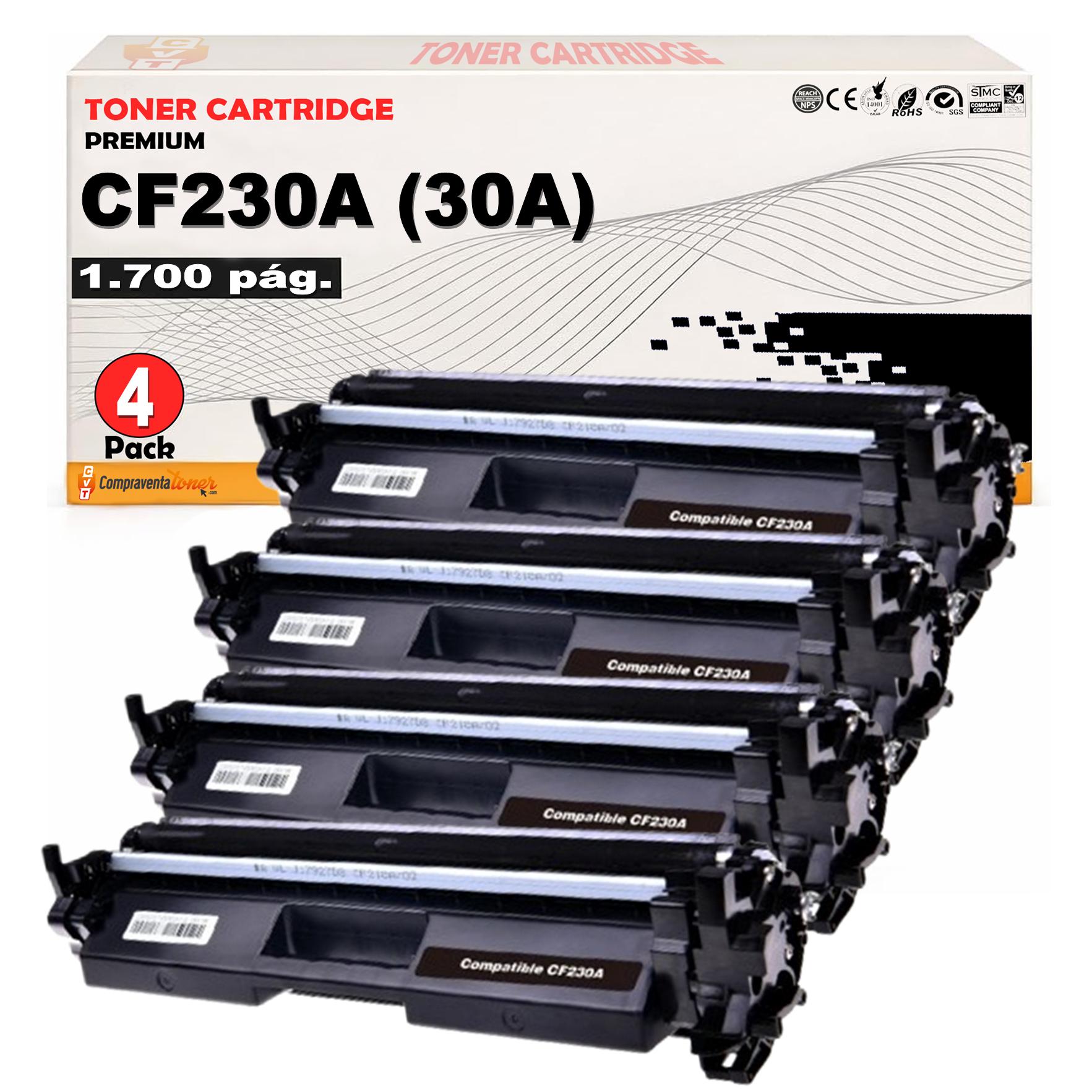 Compatible Pack 4 HP CF230A / 30A Negro Toner para HP LaserJet Pro M203, MFP M227