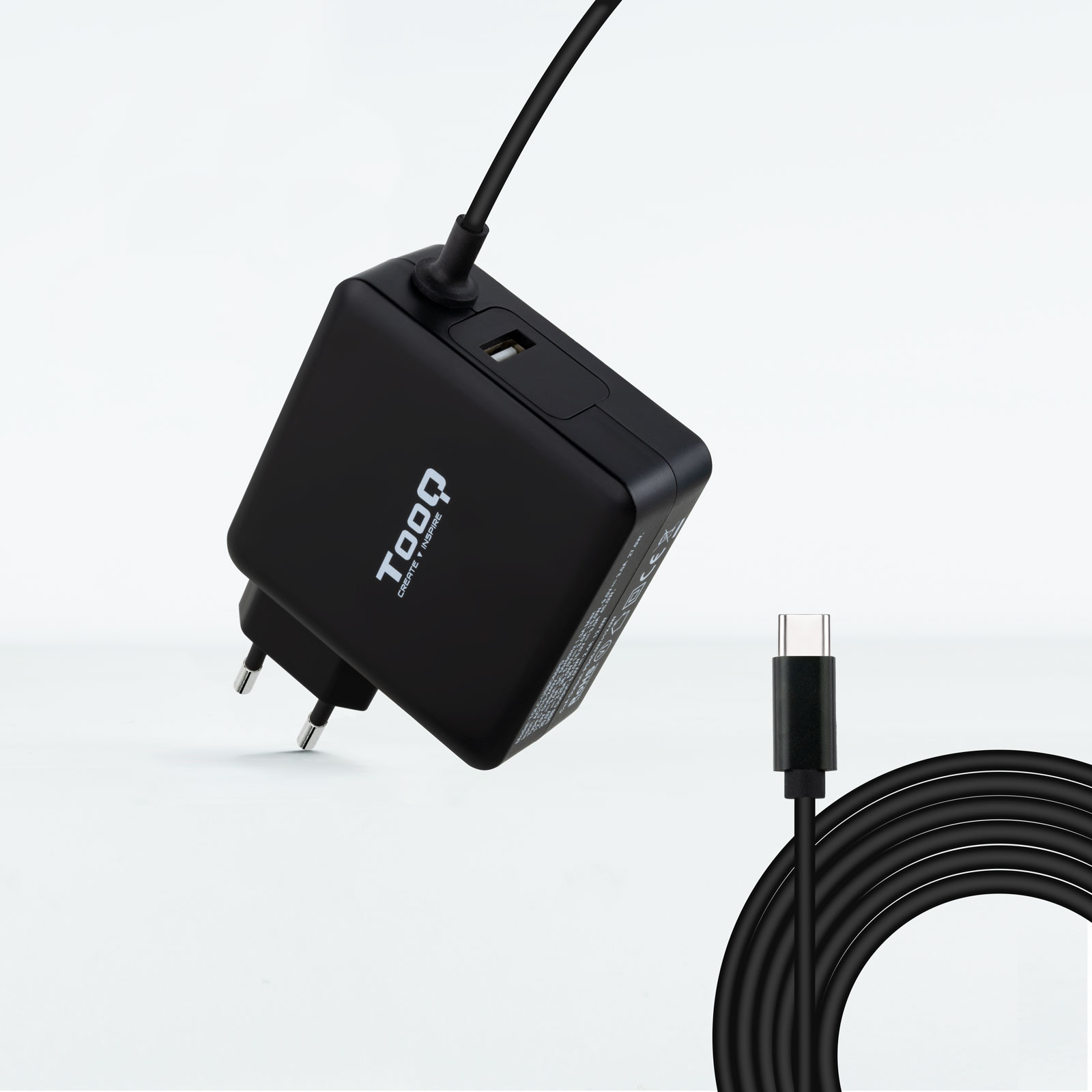 Cargador Usb-c Pd3.0 65w Usb-a 12w Tooq Tqlc-usbc65pd