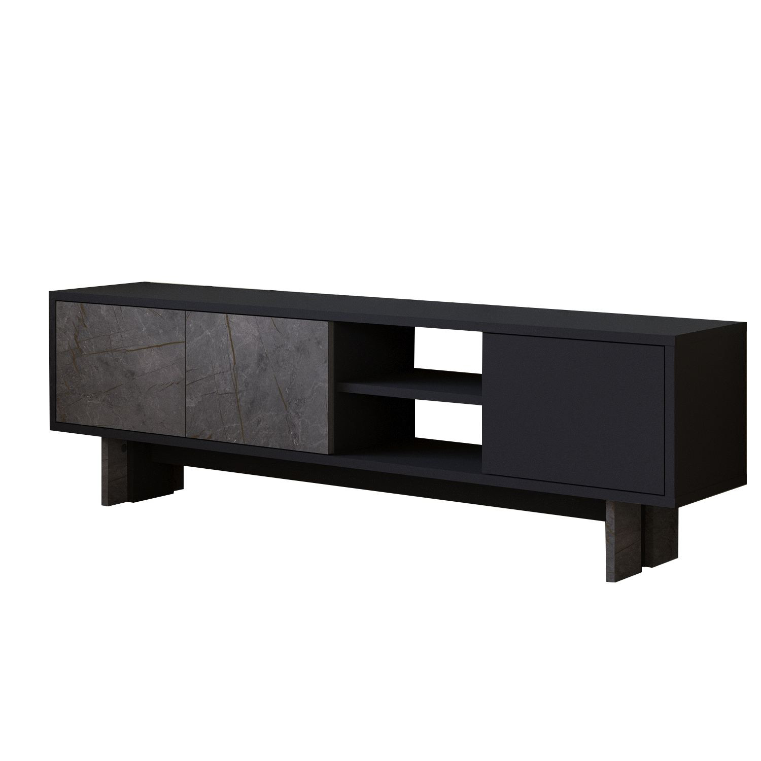 Habitat y Jardin - Mueble TV de madera "Ravello" - 150 x 30 x 45 cm - Gris antracita