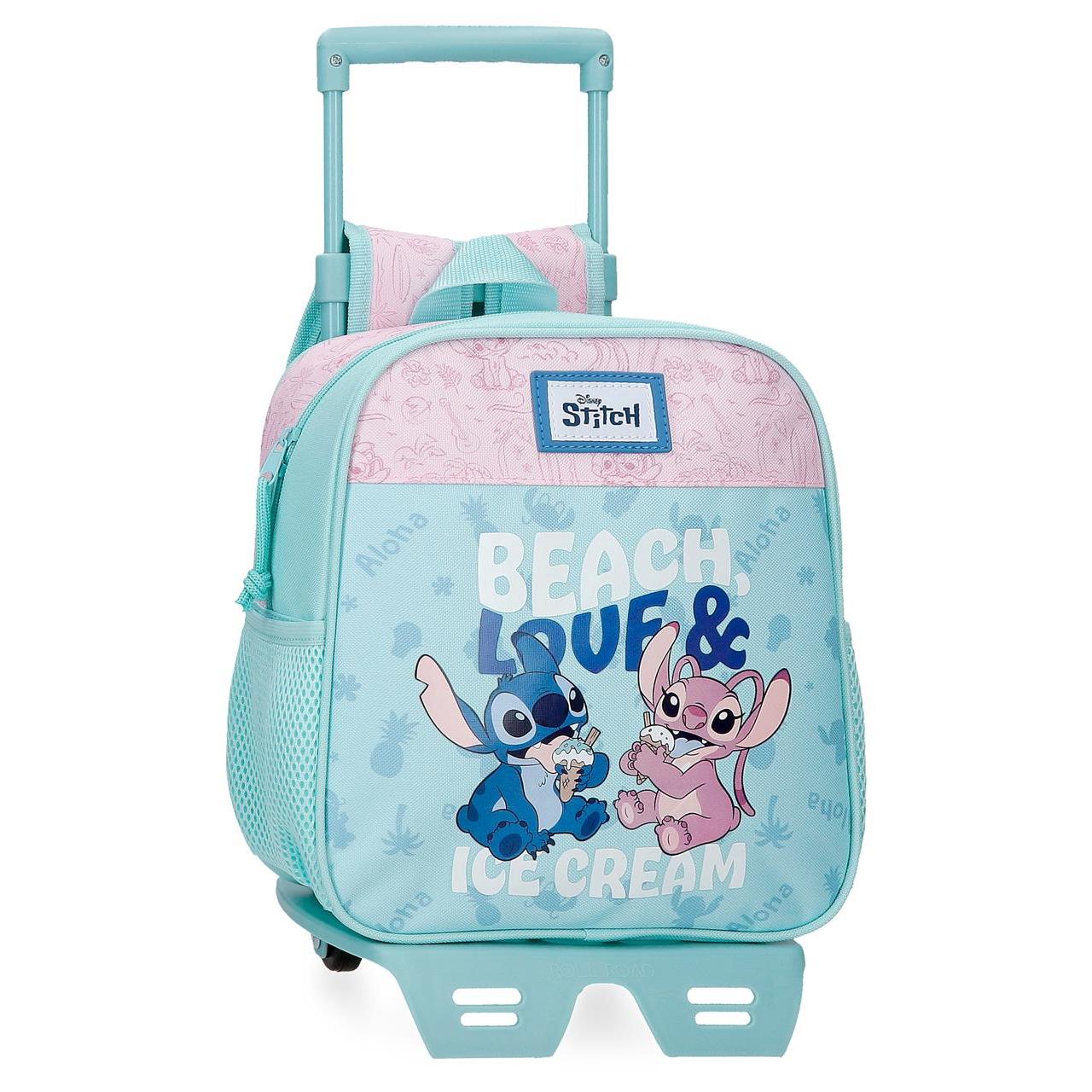 Mochila escolar con carro Stitch Beach & Love 23x25x10cm Turquesa 23 cm x 25 cm x 10 cm