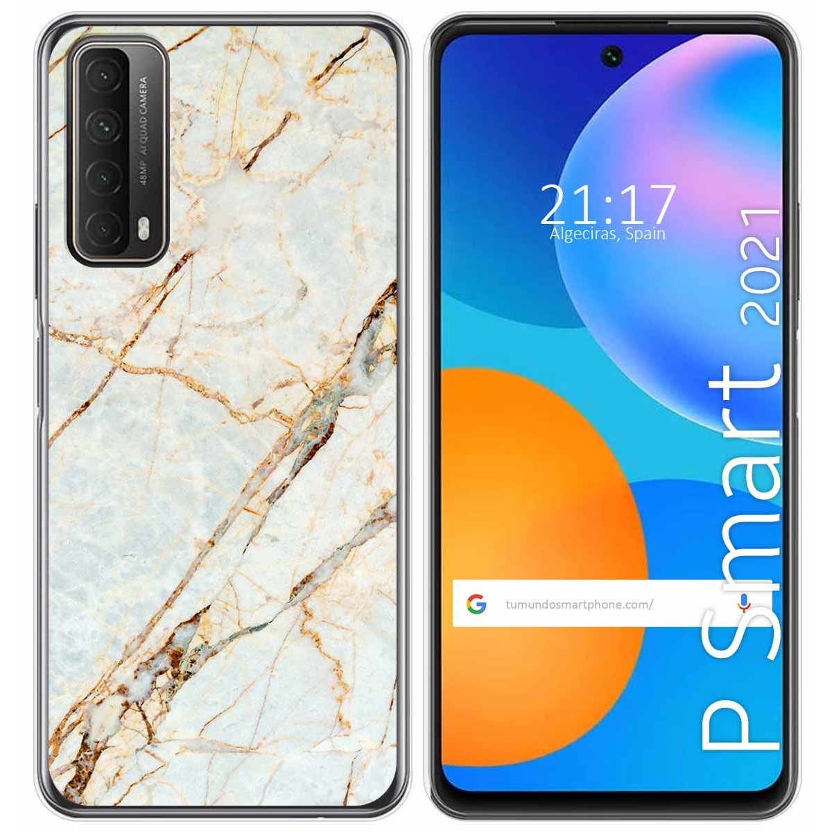 Tumundosmartphone Funda Gel Tpu para Huawei P Smart 2021 diseño Mármol 13 Dibujos
