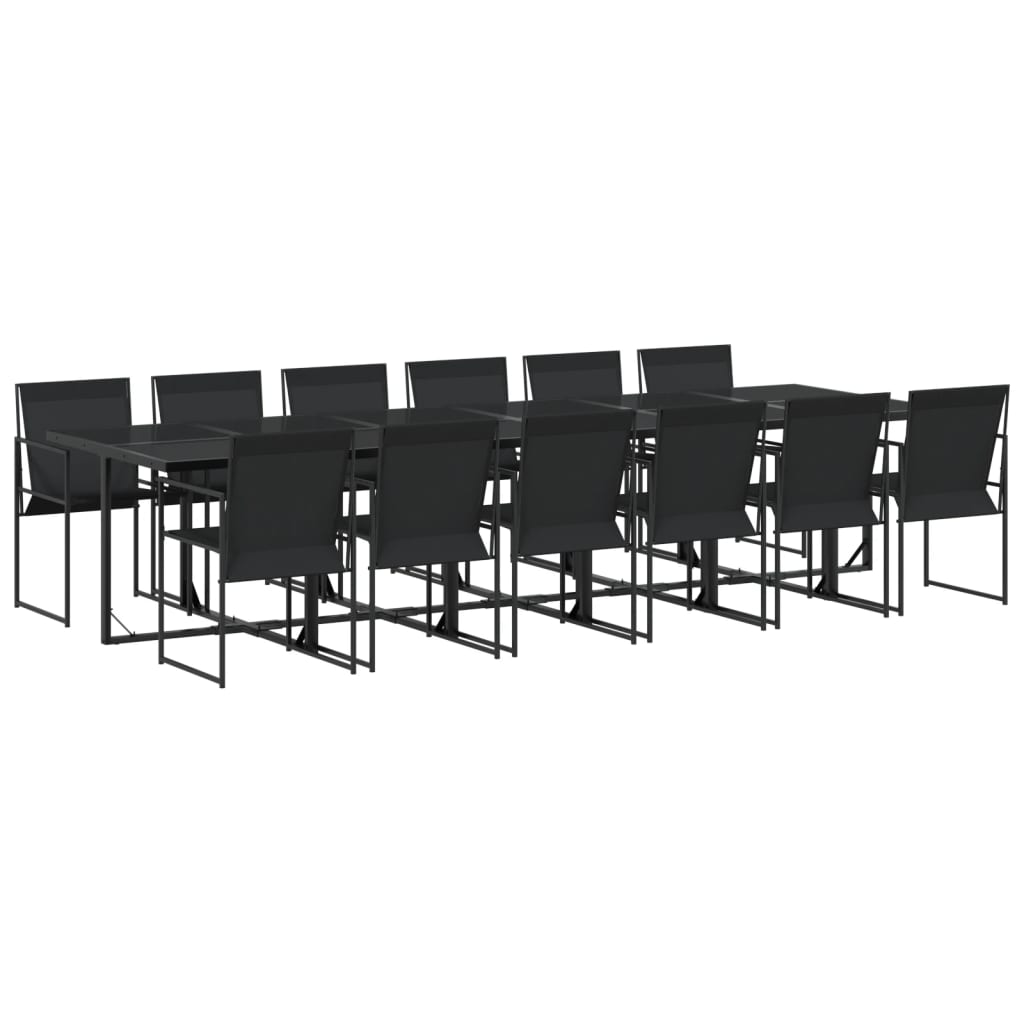 vidaXL Juego de comedor de jardín 13 piezas textileno negro