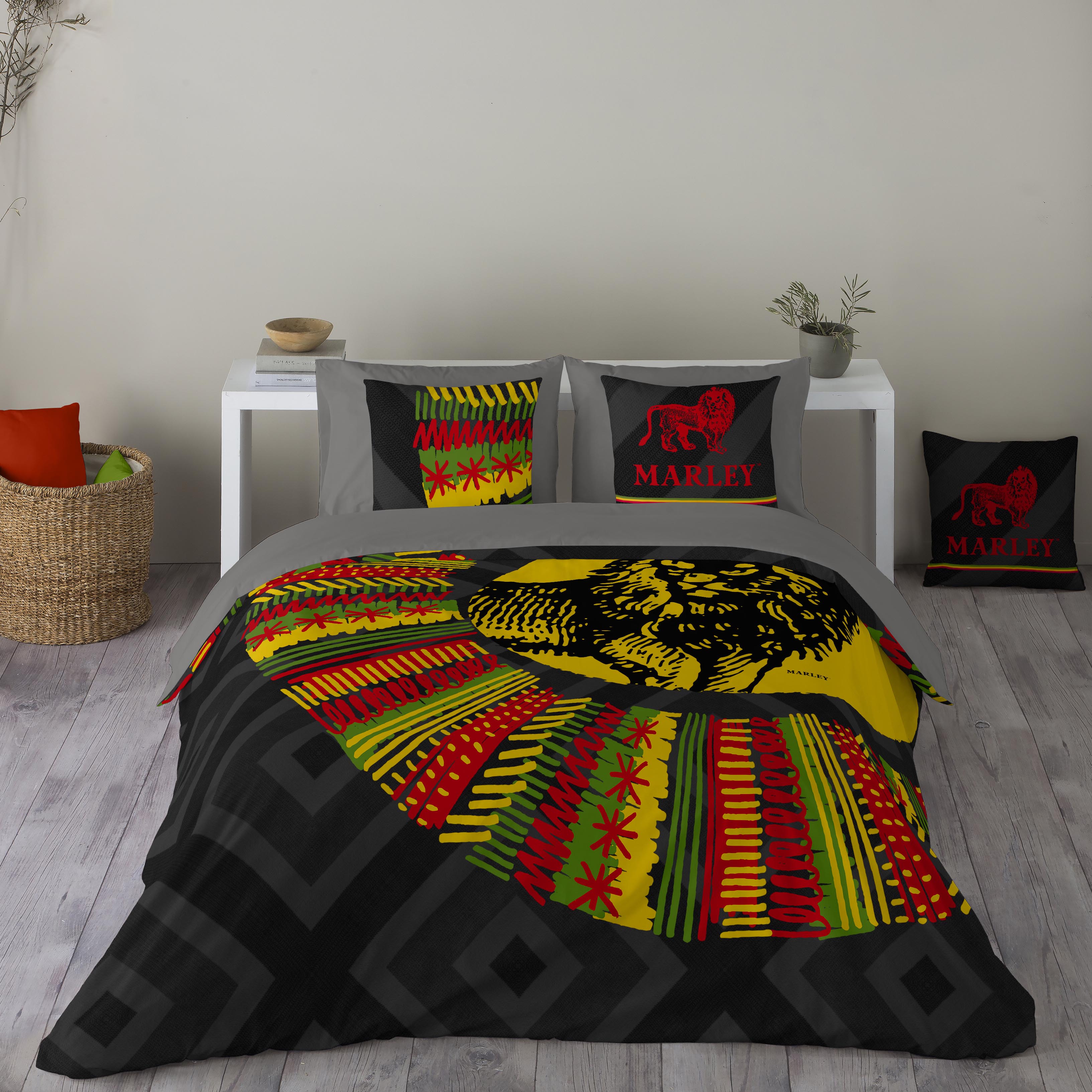 MARLEY - Funda Nórdica Estampada - Algodón Extra Suave - Fabricado en España - Incluye Funda Nórdica + 1 o 2 Fundas de Almohada - ETHNICAL BOB MARLEY