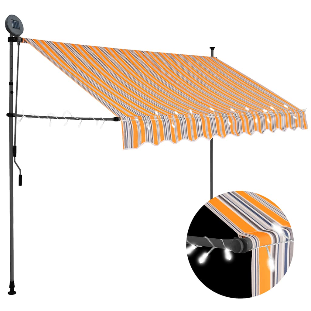 vidaXL Toldo manual retráctil con LED amarillo y azul Multitalle