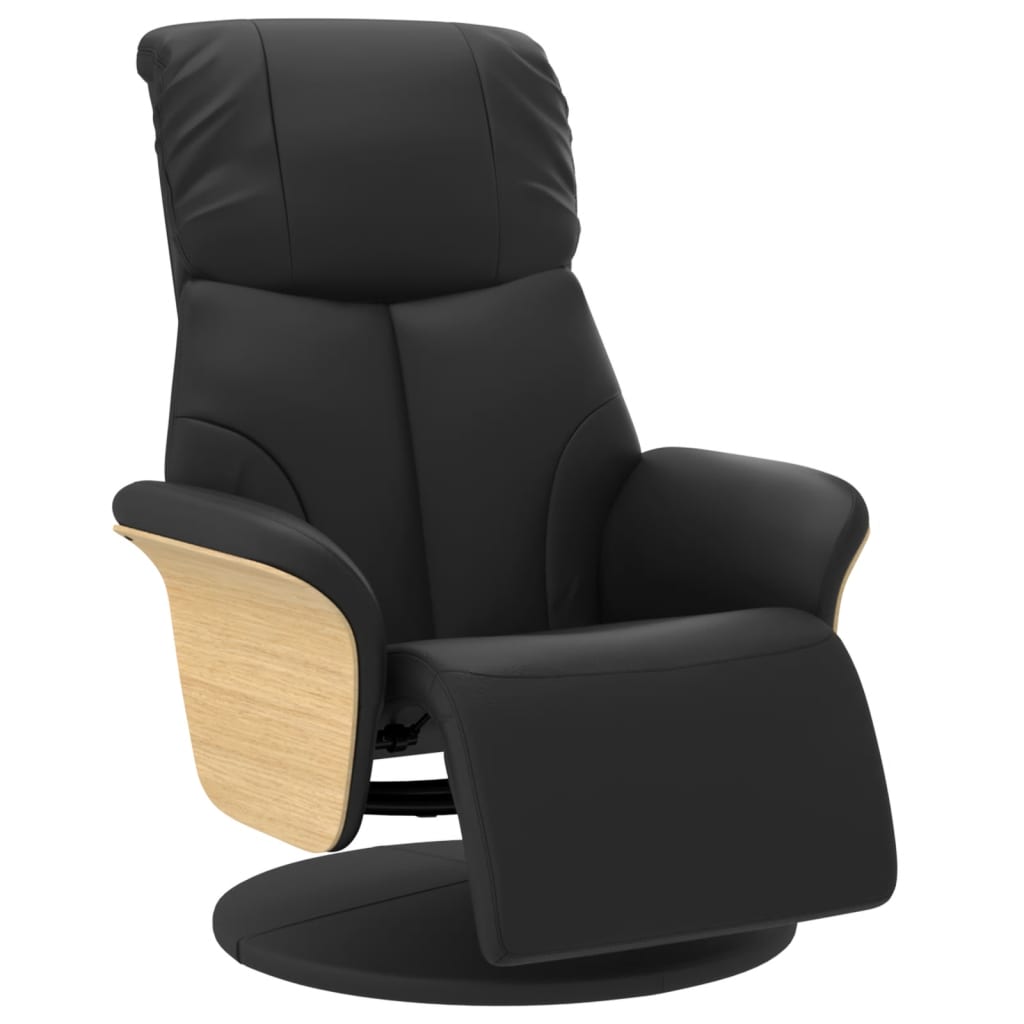 vidaXL Sillón reclinable con reposapiés cuero sintético negro