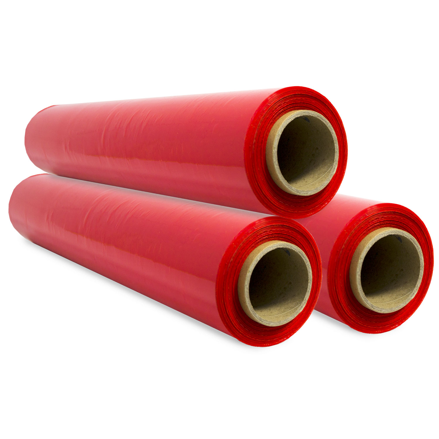 Film de Embalaje Elástico, Film de Plástico Rojo para Embalar, Rollo de Plástico Protector de Envíos y Mudanzas, Rollo de 50cm y hasta 400 m Estirables - Ofituria (Rojo, 3 unidades)