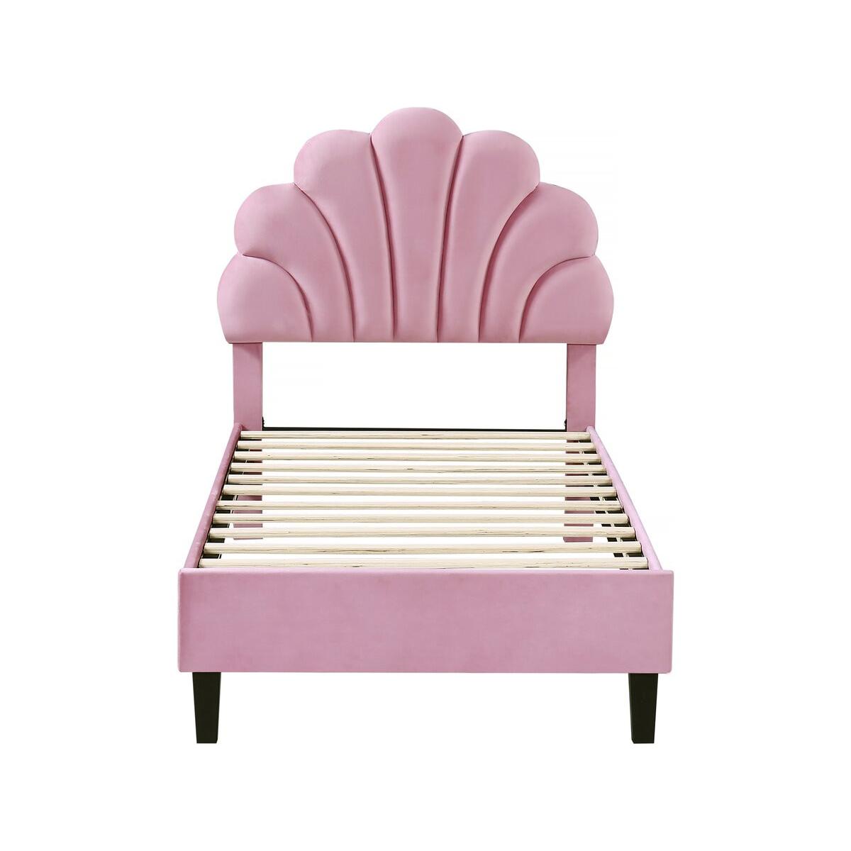 Habitat y Jardin - Cama de terciopelo "Manon" - 90 x 190 cm - Rosa