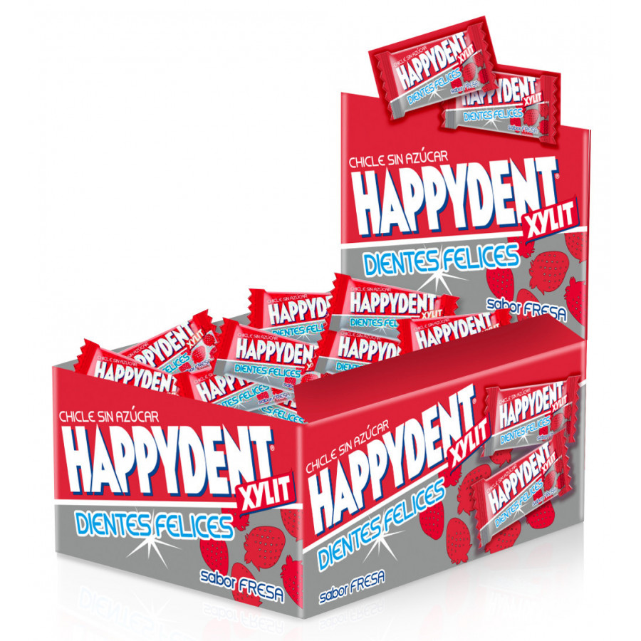 Happydent Sin Azúcar - Caja de 200 Chicles con 5 Sabores Variados