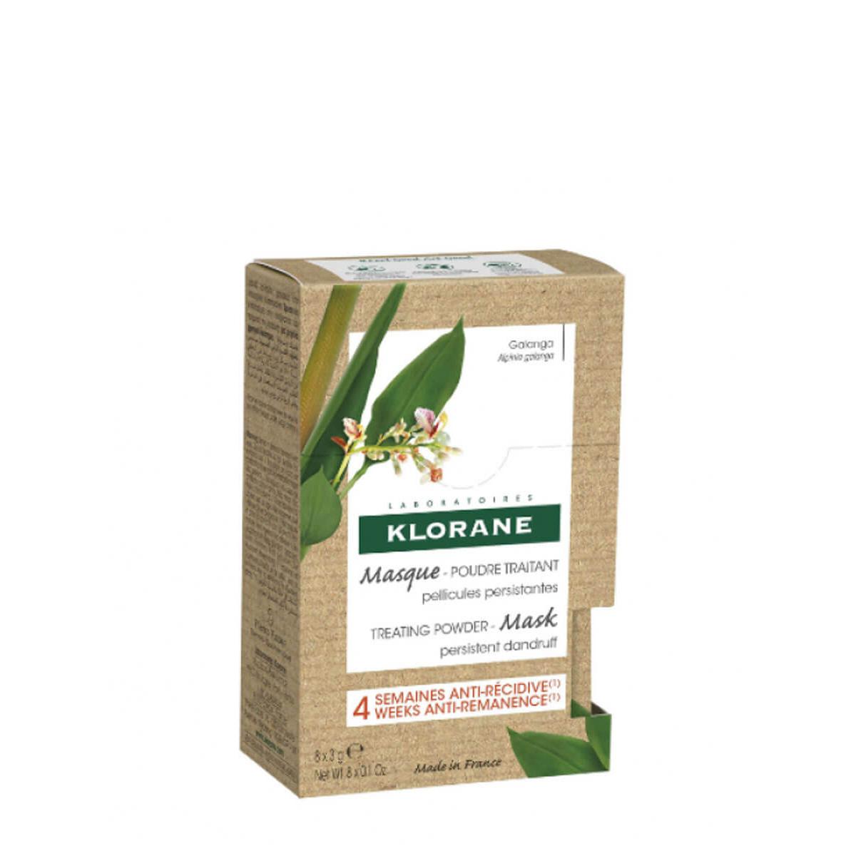 Klorane tratamiento anticaspa mascarilla en polvo galanga 8x3gr