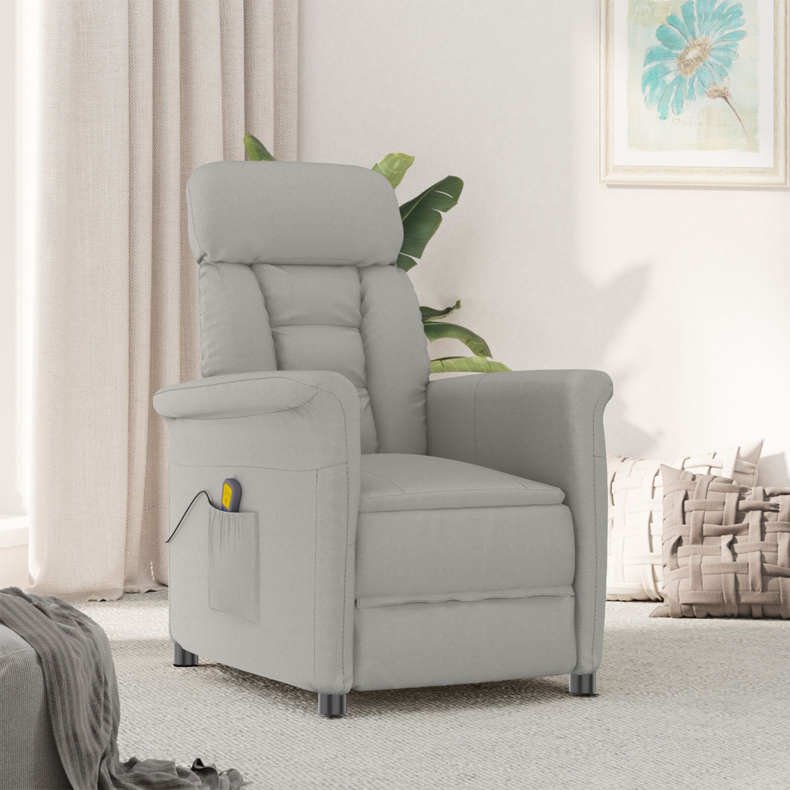 Sillón de Masaje VidaXL de Tela Microfibra Gris Claro