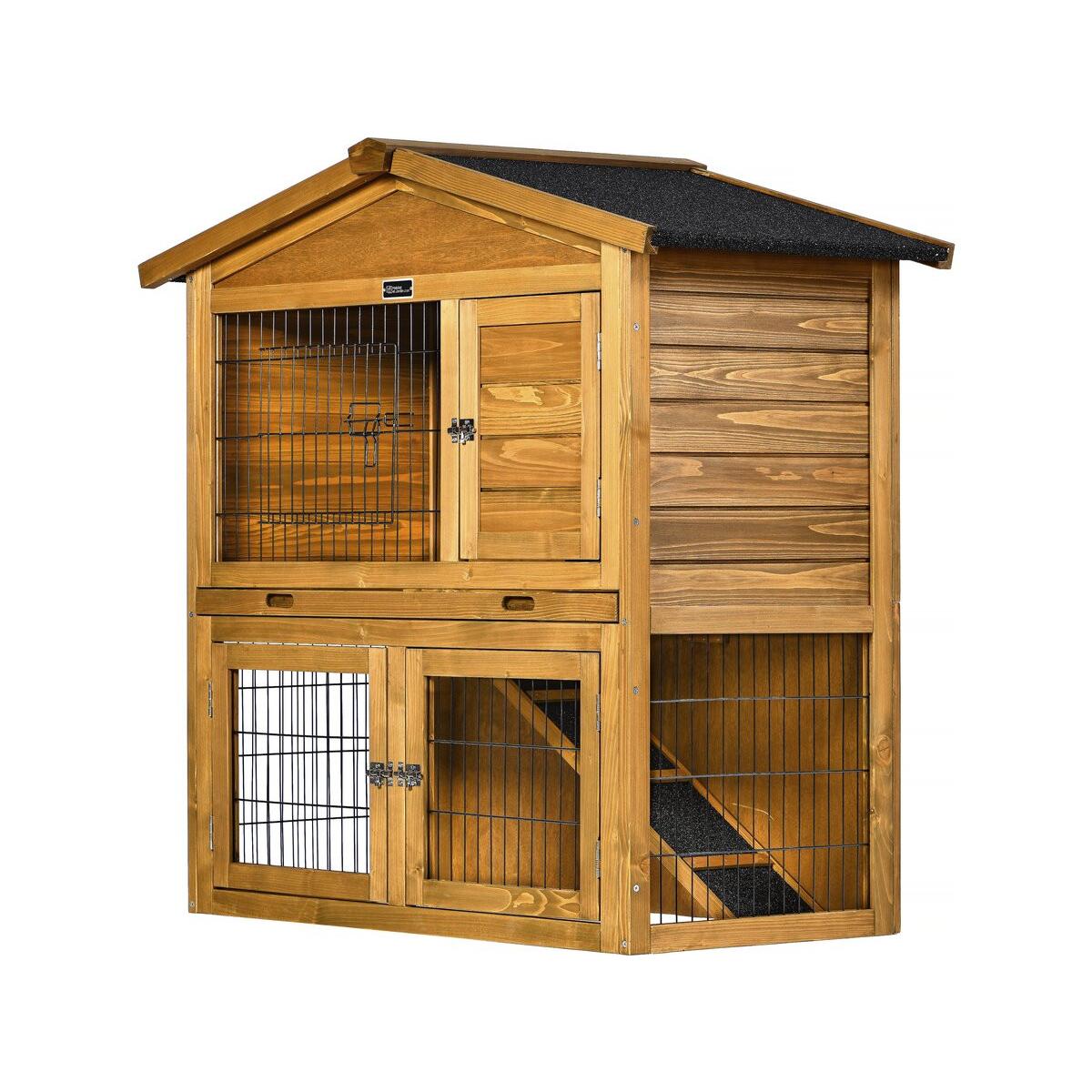 Habitat y Jardin - Conejera de madera "Noisette" - 102 x 55 x 100 cm - Marrón