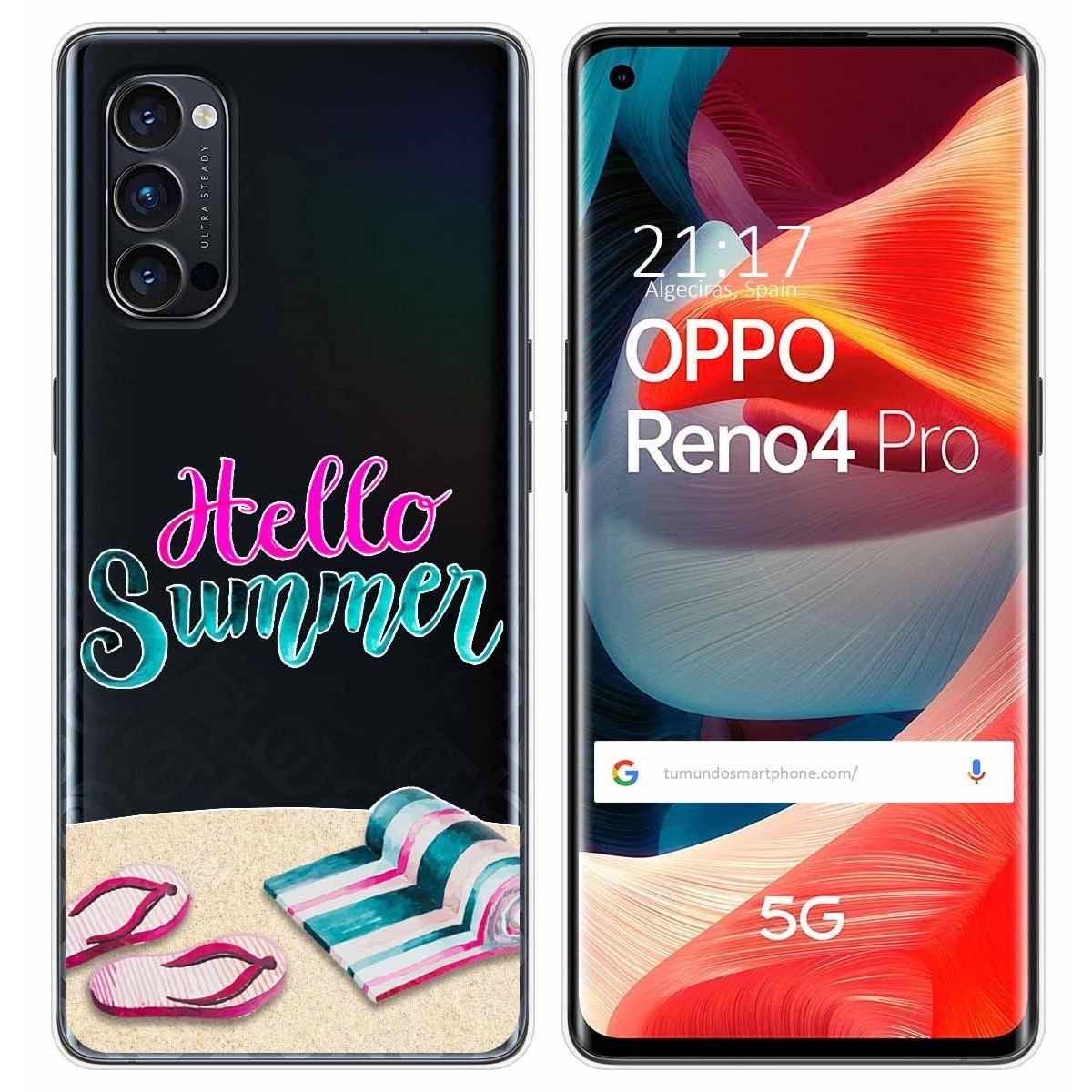 Tumundosmartphone Funda Gel Transparente para Oppo Reno 4 Pro 5G diseño Summer Dibujos
