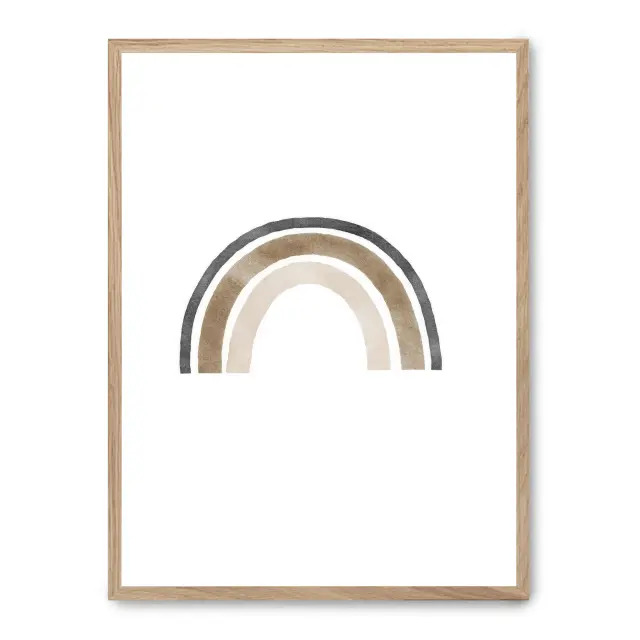Cuadro rainbow i 30x40cm, Póster impreso en papel de primera calidad de 180gr, montado sobre marco de madera MDF acabado roble., Infantil - Bebé