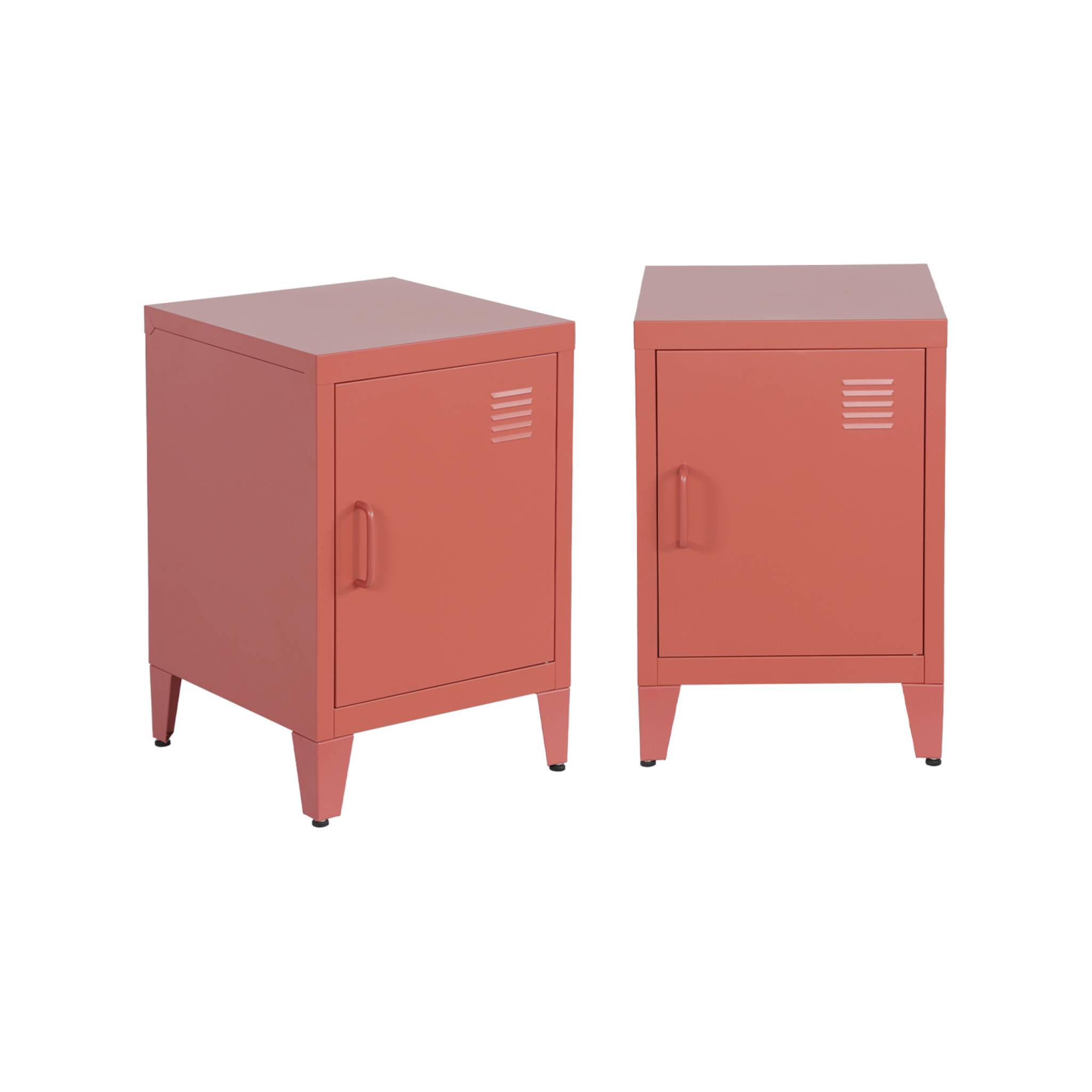 Mesita industrial con 1 puerta, set de 2, Beige