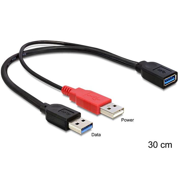 DeLOCK 83176, Cable USB en Y 2.0-A Macho a 2x USB 2.0-A Hembra, 30 cm