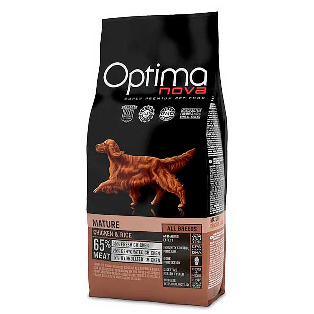 Optima Nova Mature Adult Pienso Senior Pollo y Arroz 2kg, 12kg