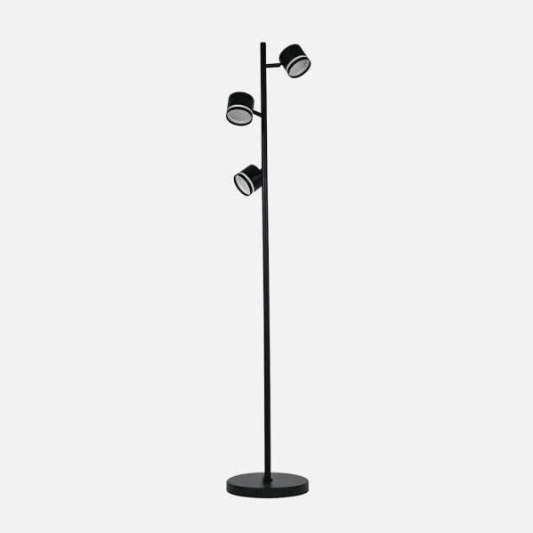 FABRILAMP Pie salón Ortiga 3xGX53 negro 27W 2400lm orientable con bombillas 142x25x25 cm